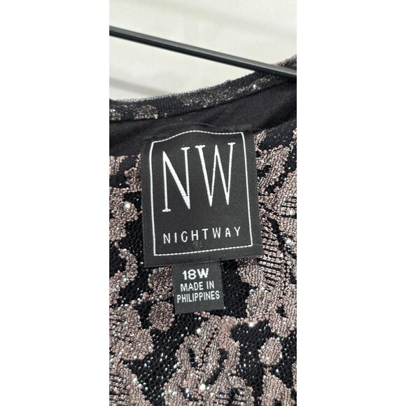 Nightway Lace Mermaid Gown Long Formal Dress Metallic Black MOB Glam Party 18W - Picture 3 of 16